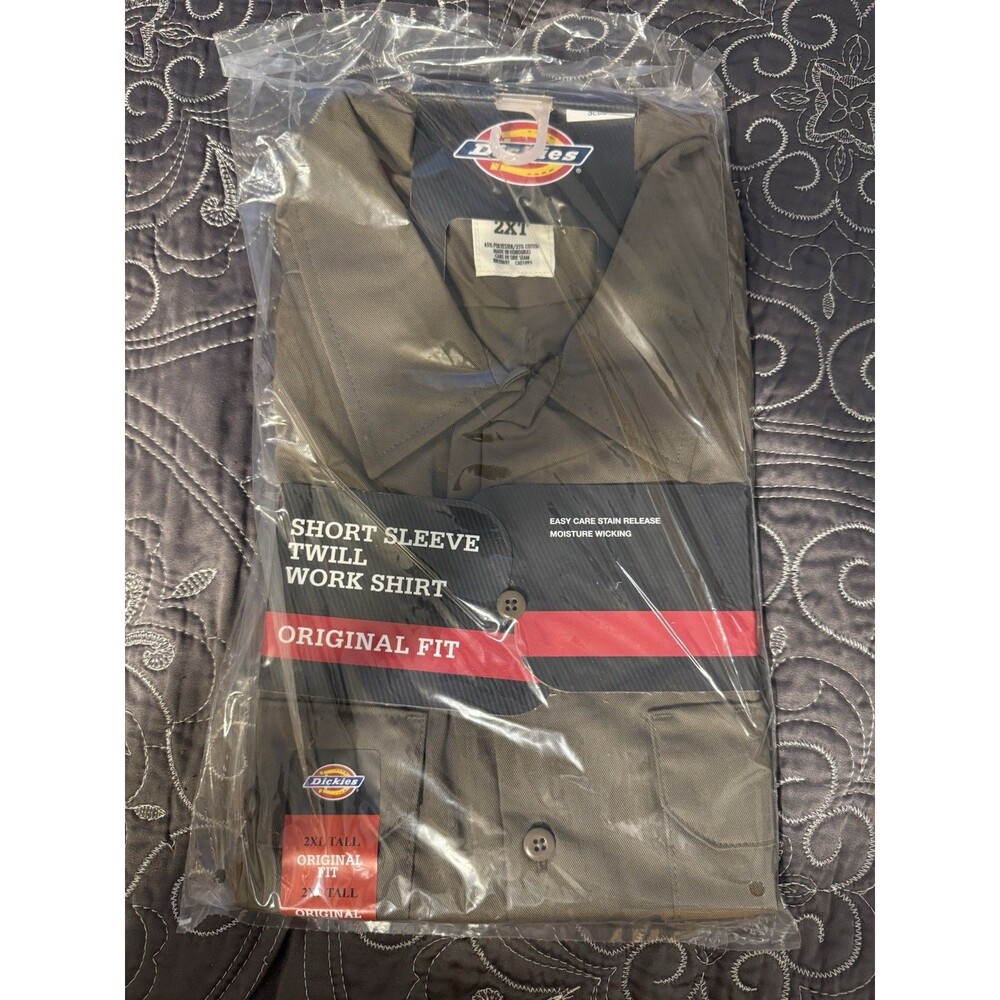 Dickies Short Sleeve Twill Work Shirt Original Fit 2XL Tall Brown NWT